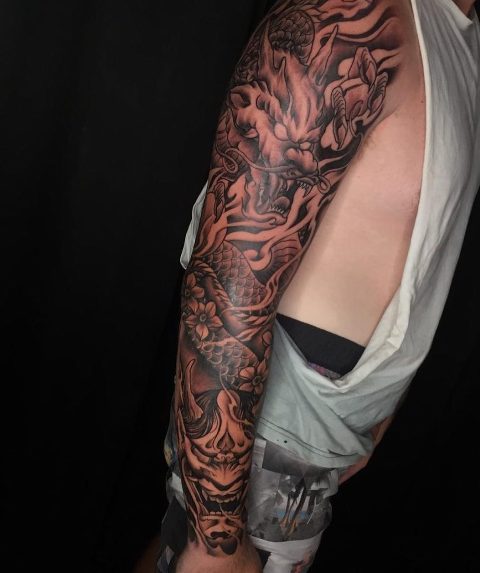 Gorgeous-Big-Sleeve-Shoulder-Tattoo 