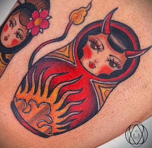 Stunning-Vibrant-Matryoshka-Shoulder-Tattoo
