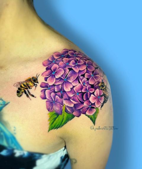 Wonderful-Big-Purple-Hydrangea-Tattoo 