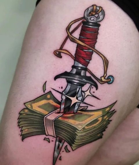 Wonderful-Thigh-Money-Tattoo-Dagger-Symbol 