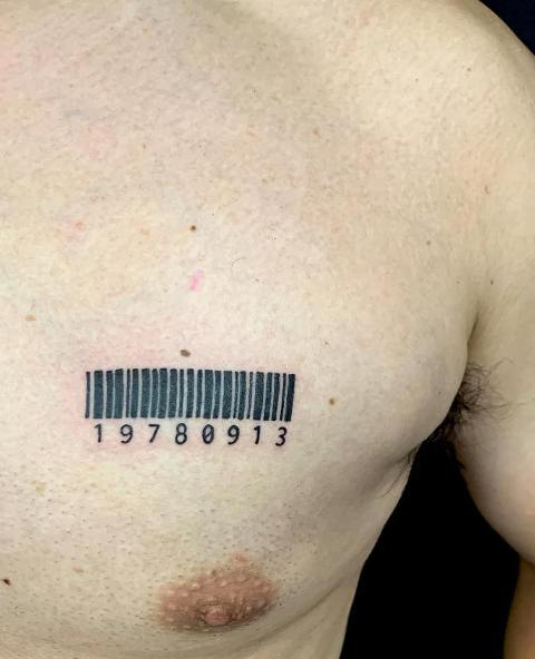 Attractive-Barcode-Chest-Tattoo 