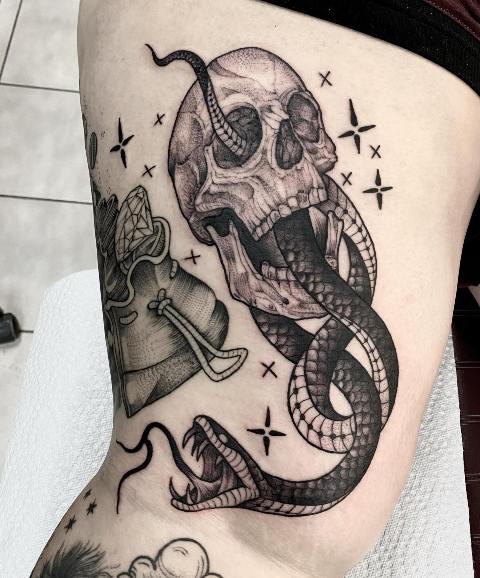 Attractive-Dotwork-Death-Eater-Tattoo 