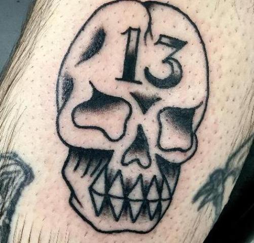 Wonderful-Lucky-13-and-Skull-Tattoo 