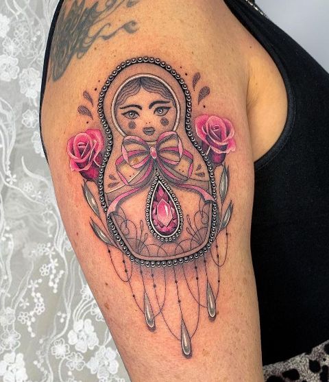 Wonderful-Small-Matryoshka-Leg-Tattoo
