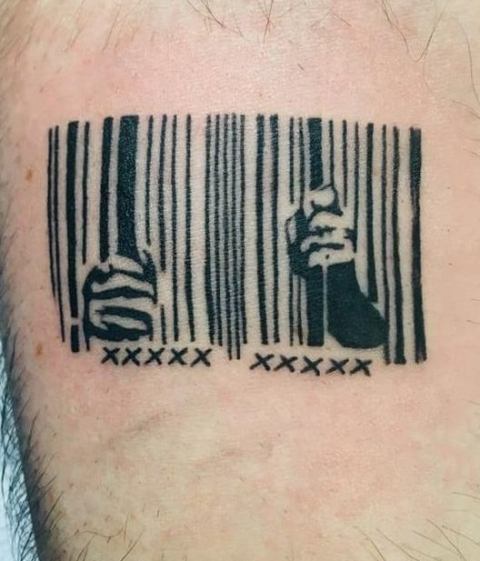 Amazing-Prison-Bars-Barcode-Tattoo 