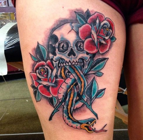 Gorgeous-Death-Eater-&-Rose-Tattoo 