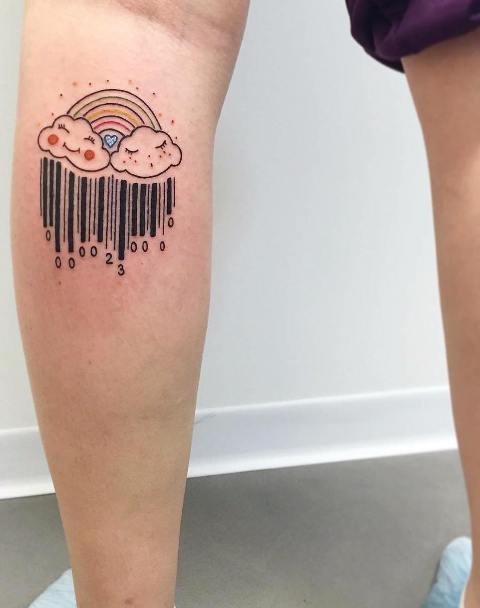 Stunning-Barcode-Tattoo-with-Cute-Clouds 