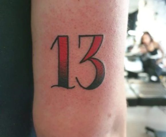 Attractive-Red-and-Black-Lucky-13-Tattoo 