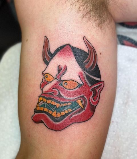 Lovely-Traditional-Art-Hannya-Mask-Tattoo 