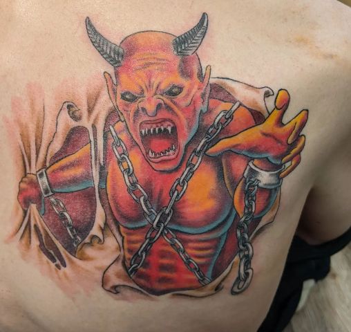 Attractive-Red-Devil-Shoulder-Tattoo 