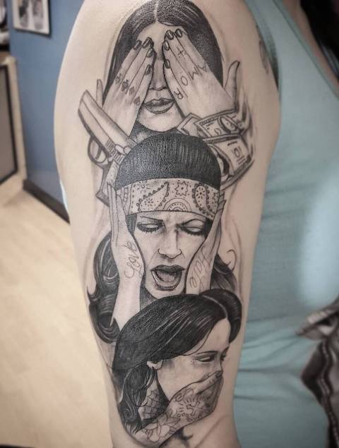 Stunning-Forearm-Hear-No-Evil-See-No-Evil-Tattoo-Print 