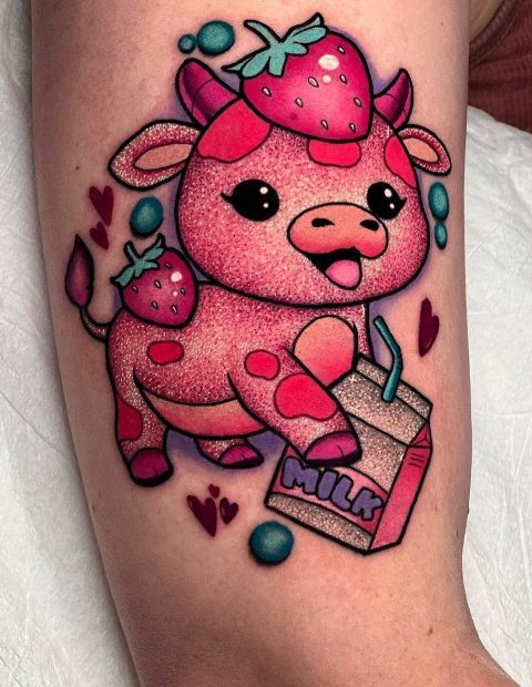 Stunning-Pink-Cow-Glitter-Tattoo 