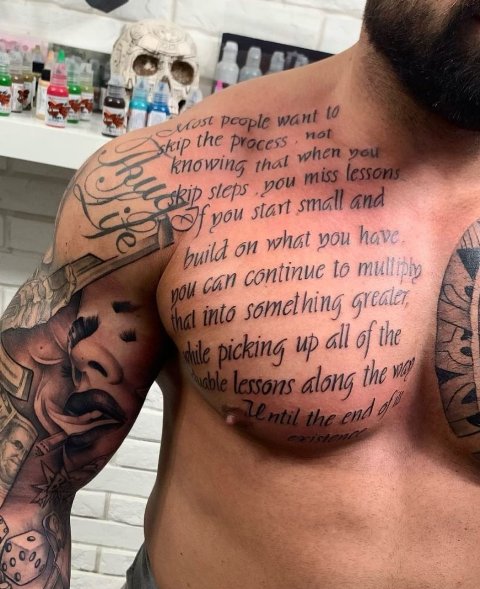 Amazing-Big-Quote-Chest-Word-Tattoo 