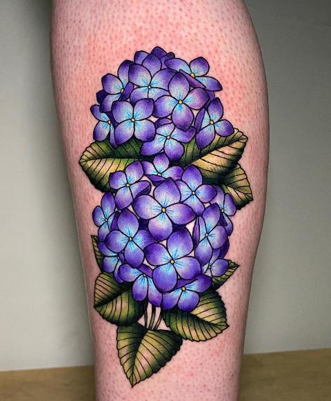 Amazing-Calf-Hydrangea-Tattoo 