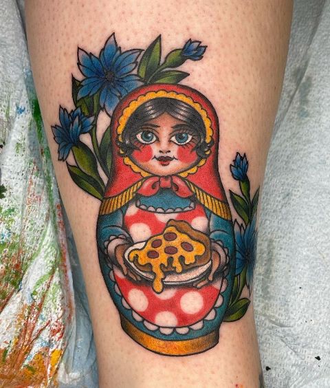 Amazing-Cornflower-Matryoshka-Leg-Tattoo
