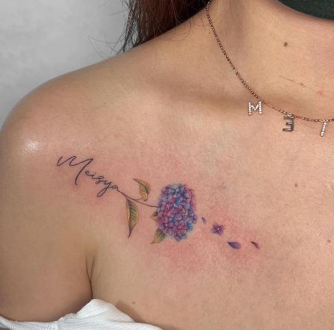 Fabulous-Chest-Hydrangea-Tattoo-Idea 