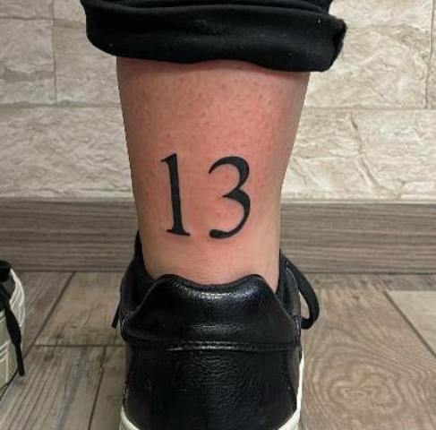 Gorgeous-Simple-Lucky-13-Back-Ankle-Tattoo 