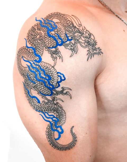 Gorgeous-Dragon-Ink-Shoulder-Tattoo 