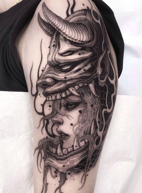 Fabulous-Black-&-Grey-Hannya-Tattoo 