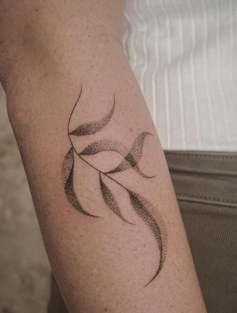 Gorgeous-Simple-Leaf-Dotwork-Tattoo 