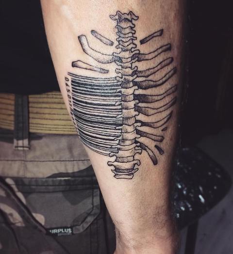 Lovely-Barcode-Tattoo-with-Rib-Bones 