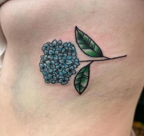 Lovely-Stomach-Hydrangea-Tattoo 