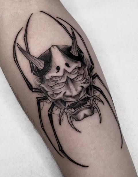 Lovely-Spider-and-Hannya-Mask-Tattoo 