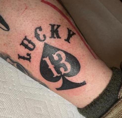Attractive-Ace-Lucky-13-Tattoo-on-Ankle 