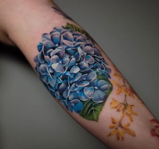 Attractive-Big-Hydrangea-Tattoo 