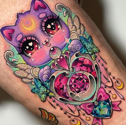Fabulous-Colorful-Cat-Glitter-Tattoo 