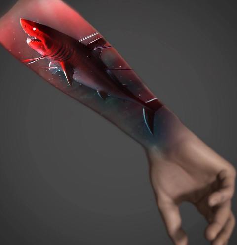 29.-Gorgeous-Shark-3D-Tattoo-Print 