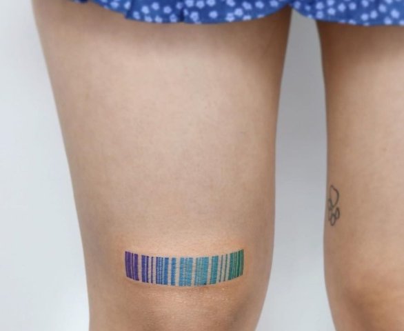 Gorgeous-Colorful-Barcode-Knee-Tattoo 