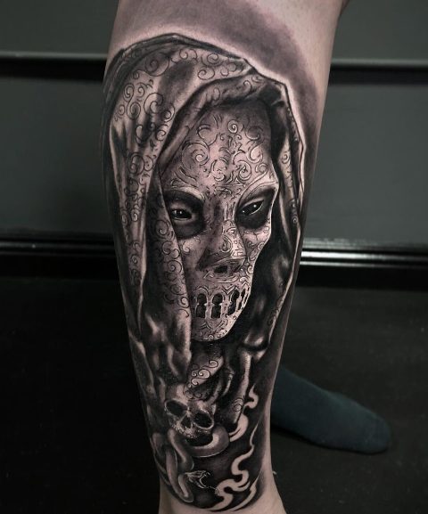 Lovely-Detailed-Death-Eater-Tattoo 