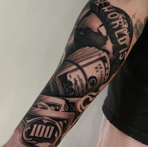 Lovely-Dollar-Bills-Money-Tattoo 