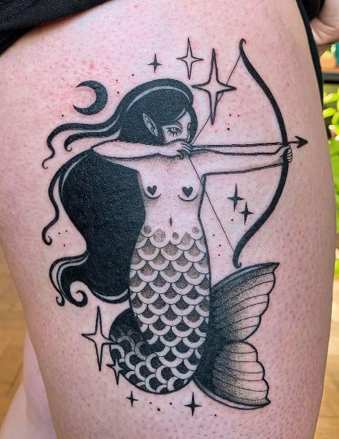 Stunning-Sagittarius-Mermaid-Tattoo-Design 