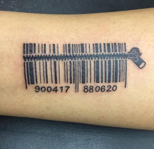 Amazing-Barcode-Tattoo-Design-with-Zipper 