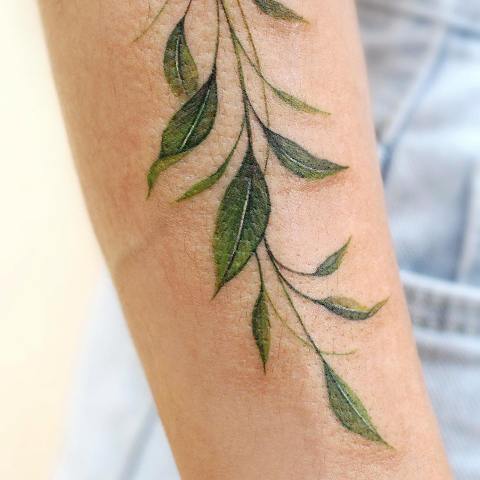 Wonderful-Green-Leaves-Tattoo 