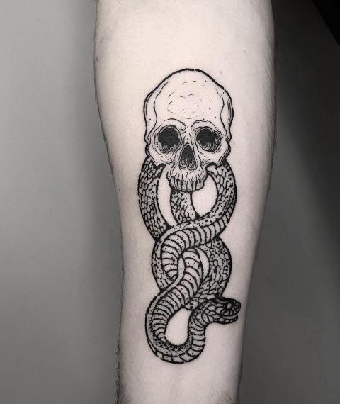 Attractive-Linework-Death-Eater-Tattoo 