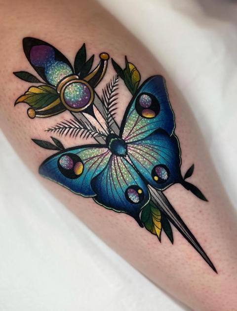 Attractive-Blue-Butterfly-Glitter-Tattoo 