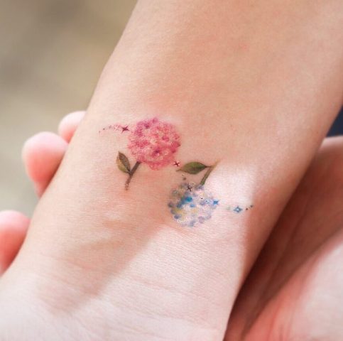 Attractive-Wrist-Hydrangea-Tattoo 