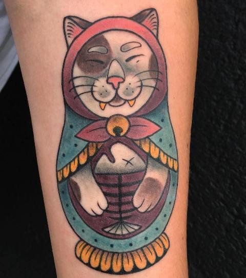 Attractive-Space-Matryoshka-Arm-Tattoo
