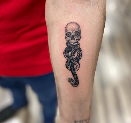 Fabulous-Death-Eater-Tattoo-on-Forearm 