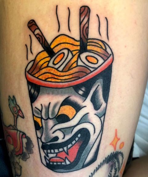 Gorgeous-Noodles-&-Hannya-Mask-Tattoo 