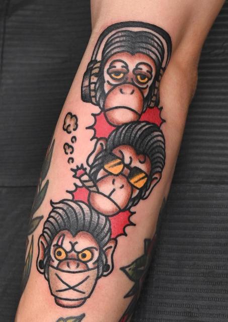 Amazing-Small-Forearm-Hear-No-Evil-See-No-Evil-Tattoo 