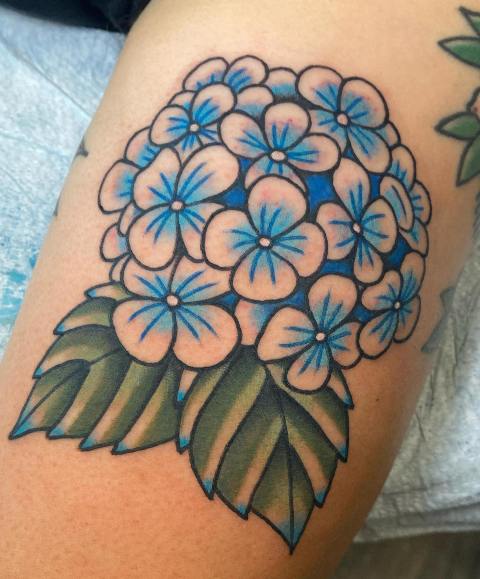 Stunning-Hydrangea-Tattoo-Blue-Ink 