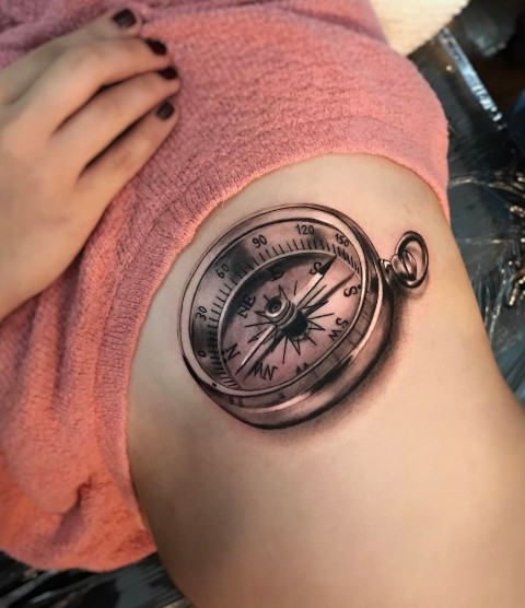 Gorgeous-3D-Compass-Tattoo 