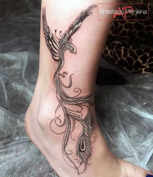 Stunning-Flying-Phoenix-Ankle-Tattoo 