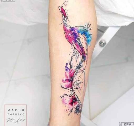 Lovely-Watercolor-Phoenix-Tattoo 